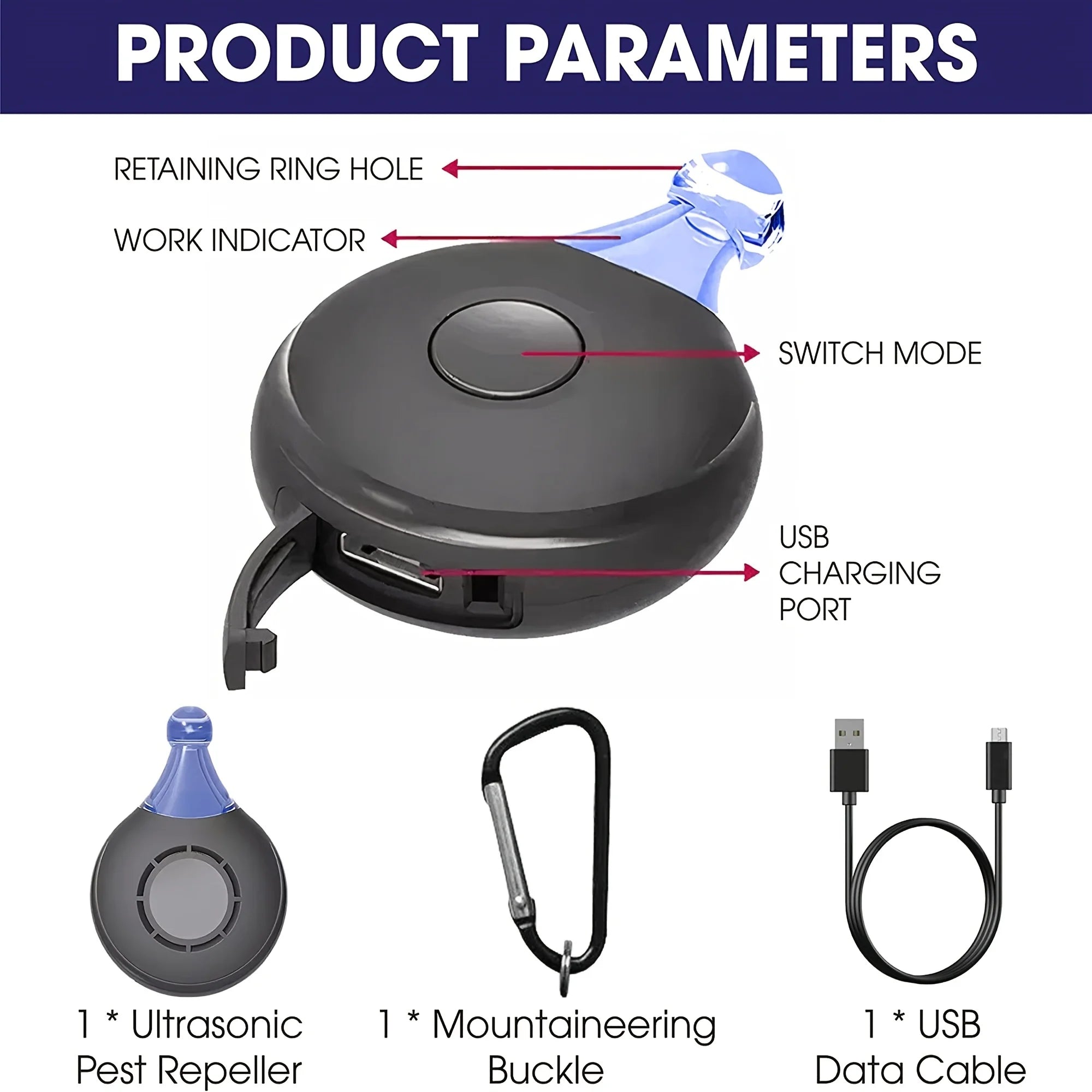 Ultrasonic Pet Repeller – Anti-Puces, Tiques, Moustiques et Insectes pour Chats & Chiens